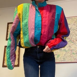 Vintage rainbow quilted parachute coat